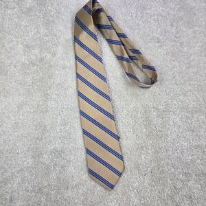 Brooks Brothers Makers Silk Tie Tan‎ Blue Striped 58" Men's Business USA